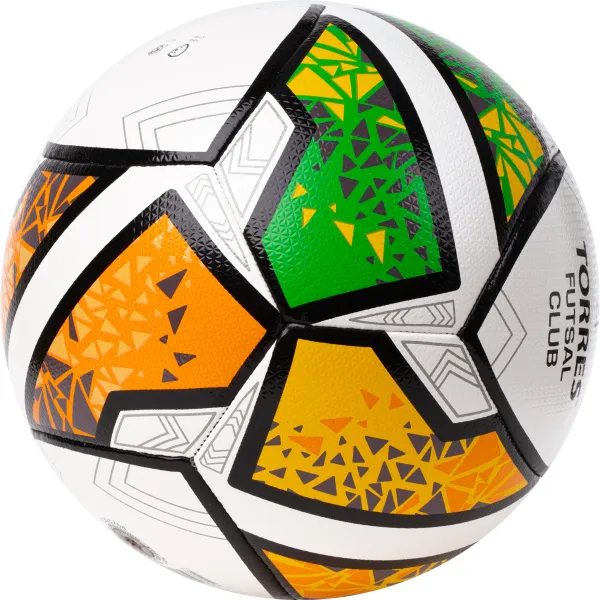 Мяч футзал. TORRES Futsal Club, FS323764, р.4, 10 пан. ПУ, 4 под. сл, гибрид. сш. бело-зел-оранж за 2&nbsp;264.40 ₽ в Мурманске