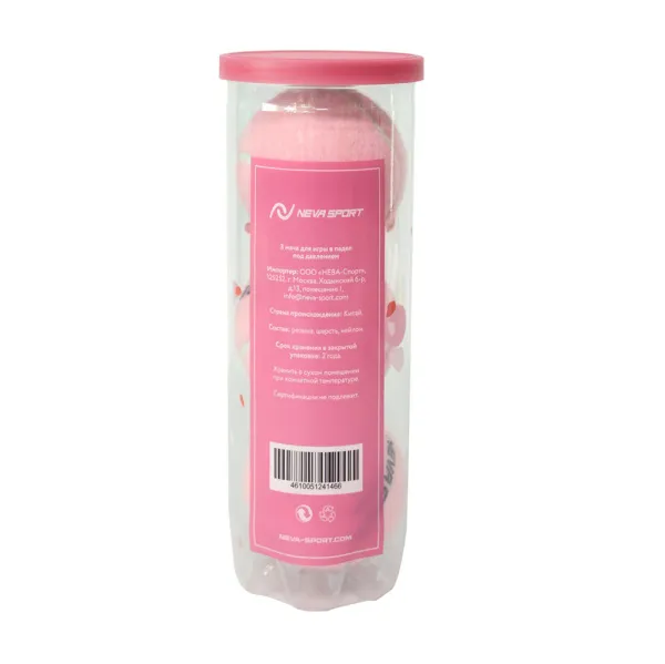 Мяч для падела NS Sakura, UAA2, уп.3 шт, сукно, нат.резина, розовый за 824.50 ₽ в Мурманске