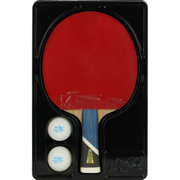 Ракетка для н/т DOUBLE FISH 5A+C, для продвин, ITTF Appr, накл. 2,1 мм, конич. ручка+ 2 мяча V40+мм за 2&nbsp;779.50 ₽ в Мурманске